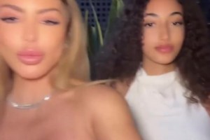 皮蓬前妻与女儿一起拍视频，女儿的颜值也是相当高啊！